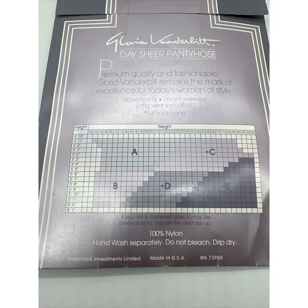 Vintage NWT Gloria Vanderbilt Daysheer Pantyhose  Sandlefoot Taupe Size C